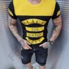 Мъжка Slim fit тениска в черно и жълто-код 562