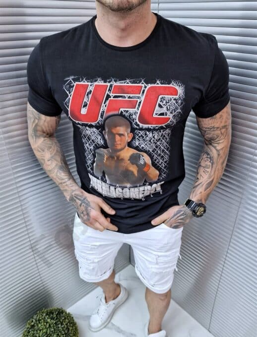 Спортна мъжка тениска в черно-код 784-2