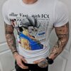 Mъжка тениска slim fit с ефектна щампа комикс-бяла код 229