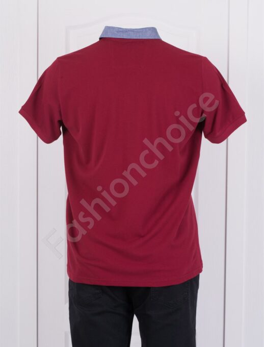 Мъжка блуза с дънкова якичка/2XL-8XL/-бордо-код 316