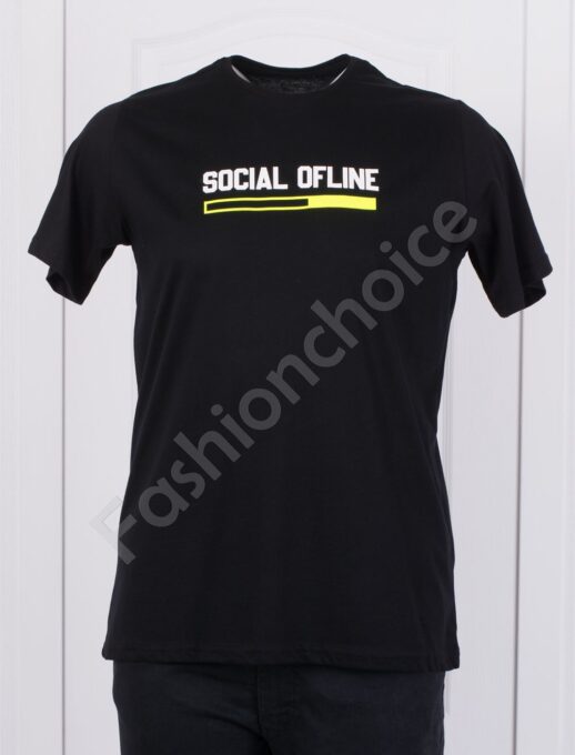 Мъжка макси блуза с надпис SOCIAL OFLINE /2XL-8XL/-код 147