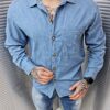 Мъжка дънкова риза Oversize в светлосин деним-код 4839