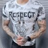 Мъжка тениска в бяло с надпис Respect код 9213