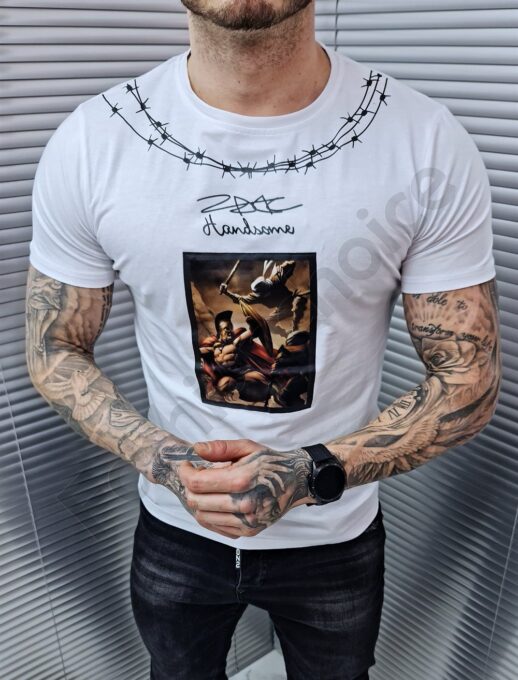 Мъжка тениска с интересна щампа и надпис Handsome-код 27
