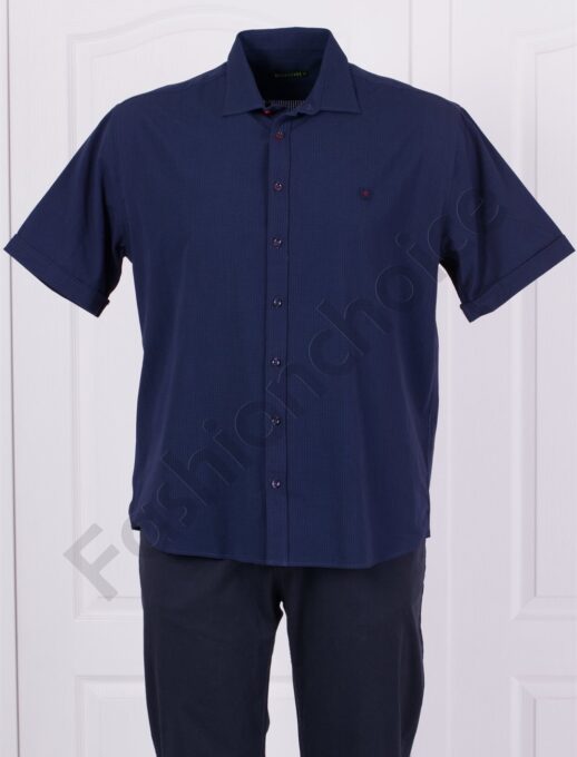 Мъжка памучна риза от релефна материя/3XL-8XL/-тъмносиня-код 22303-1