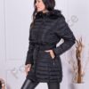 Топло яке в черен цвят с качулка и колан Код 2230-1