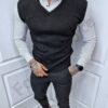 Мъжка риза с елек имитираща две части в бяло-код 2248