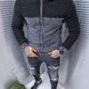 Мъжко зимно дънково яке в комбинация с каракул-сиво-код 90187-2