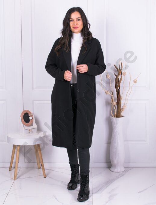 Дълго Oversize палто от Италиански кашмир-черно-код 7298