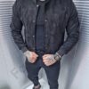Мъжко яке от еко набук с бродерия-черно-код 780-3