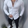 Мъжка изчистена риза SLIM FIT в бяло-код 2313-1