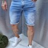 Изчистени мъжки къси дънки в светлосин деним-код 8037
