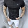 Мъжки T-shirt с външев шев и емблема-черно-код 335