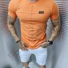 Мъжки T-shirt с външев шев и емблема-оранж-код 335-3