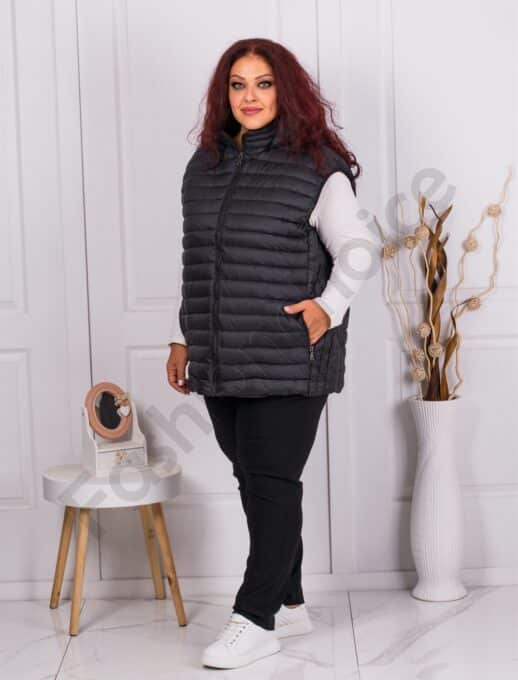 Дамска супер макси олекотена грейка с качулка /9XL-13XL/-черно-код 2325