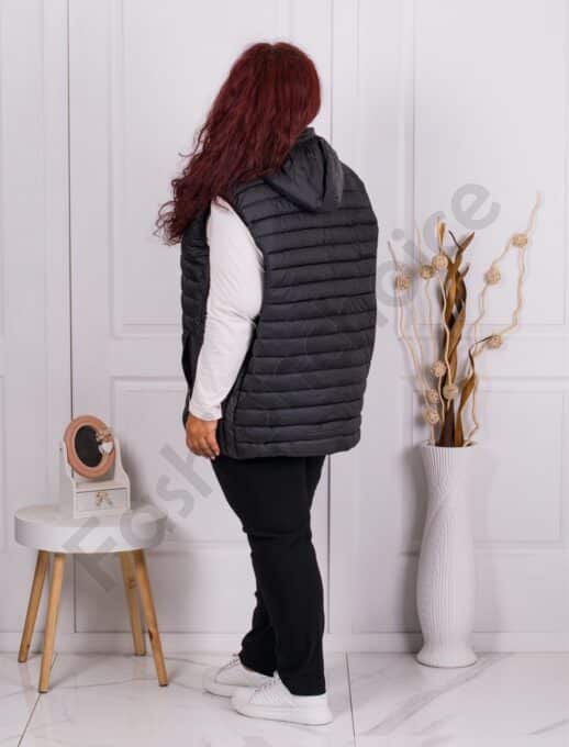 Дамска супер макси олекотена грейка с качулка /9XL-13XL/-черно-код 2325