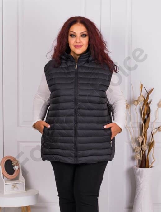 Дамска супер макси олекотена грейка с качулка /9XL-13XL/-черно-код 2325