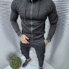 Мъжки комплект с релефен дизайн и странични карго джобове-черно-код 186