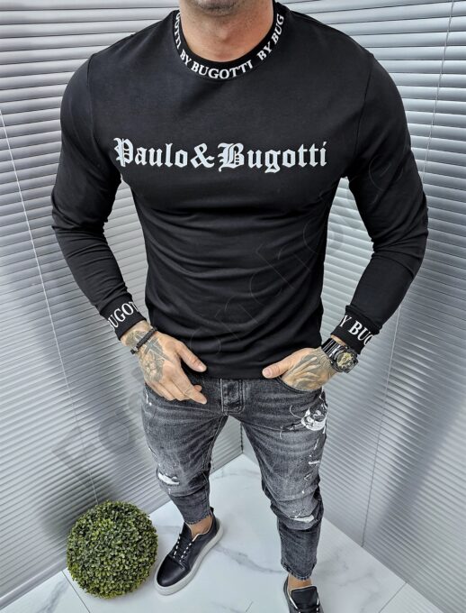 Мъжка блуза с малък надпис Paulo Bugotti-черно-код 2339-4