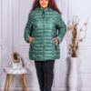 Дълго дамско макси яке Fashion с качулка-пастелно зелено-код 2319-1