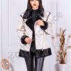 Oversize дамско кожухче с контрастна вътрешност-сиво-код 230118