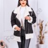 Oversize дамско кожухче с контрастна вътрешност-черно-код 230118-1
