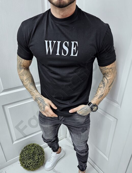 Mъжка Oversize тениска с щампа Wise отпред и на гърба-код 7015-1