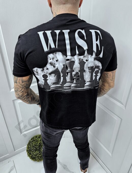 Mъжка Oversize тениска с щампа Wise отпред и на гърба-код 7015-1