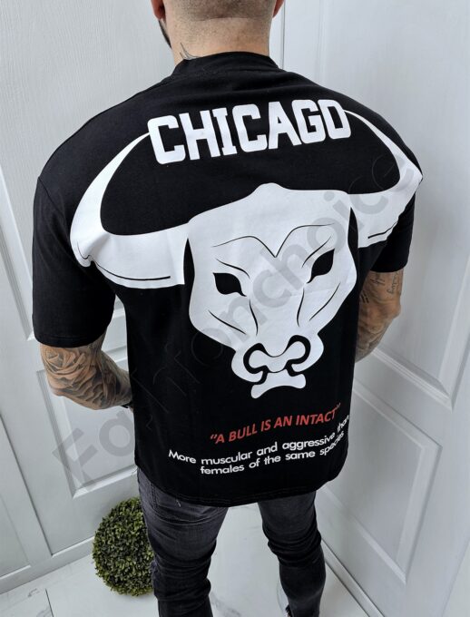 Mъжка Oversize тениска с надпис Chicago отпред и на гърба-код 3080