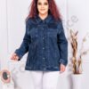 Дамско макси дънково яке с бродерия и камъчета-цвят индиго-код 8177-2