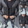 Мъжко зимно двулицево яке от еко набук с каракул-черно-код 88558