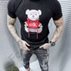 Mъжка тениска с щампа мече-черно-код 241350-18