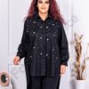 Асиметрична дълга макси риза с нежни камъчета-код 83215-2
