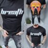 Mъжка тениска с надпис Breath и щампа на гърба-черно-код 241350-33