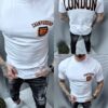 Mъжка тениска с щампа и надпис London-бяло-код 241350-39
