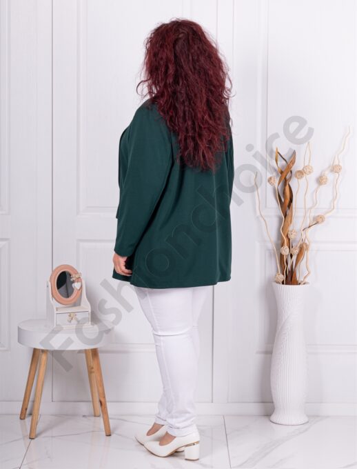 Спортно-елегантен супер макси блейзър без закопчаване-масленозелено-код 2607-5