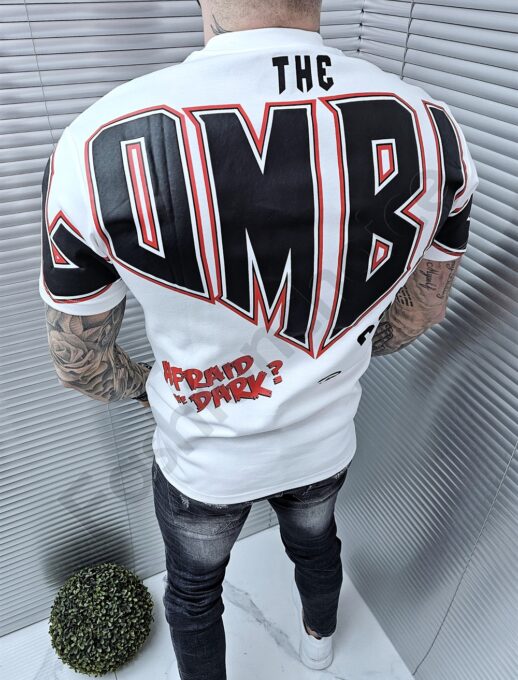 Mъжка oversize тениска с надпис Zombie-черно-код 306