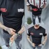 Mъжка oversize тениска с надпис Zombie-черно-код 306