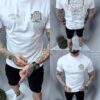 Mъжка Oversize тениска с щампа и бродерия отпред и на гърба-бяло-код 328-1