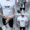 Mъжка тениска с надпис All eyez on me отпред и на гърба-бяло-код 7083-1