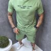 Мъжки летен Oversize комплект с надписи отпред и на гърба-зелено-код 3113-1