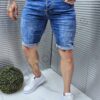 Изчистени мъжки къси сини дънки-код 70216