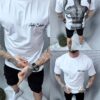 Mъжка Oversize тениска с щампа отпред и на гърба-бяло-код 3071-1