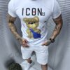 Mъжка тениска щампа мече с чантичка Icon ice-черно-код 243503