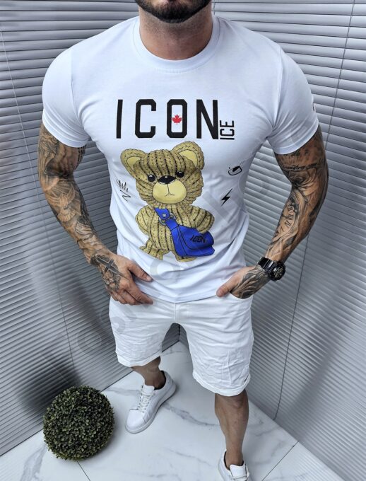 Mъжка тениска щампа мече с чантичка Icon ice-черно-код 243503