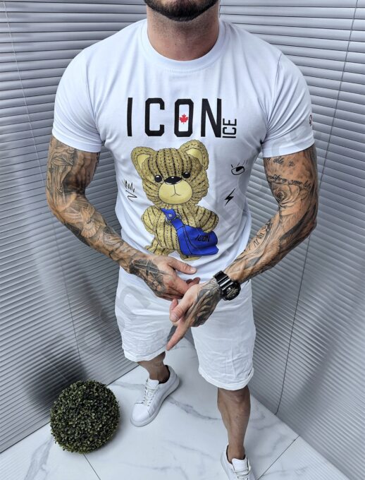Mъжка тениска щампа мече с чантичка Icon ice-черно-код 243503