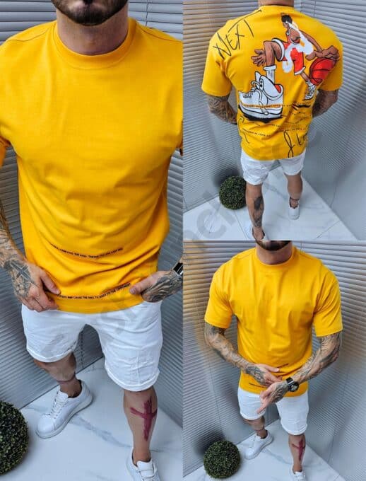 Mъжка Oversize тениска с щампа на гърба