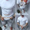 Mъжка Oversize тениска с щампа на гърба"NEXT"-бяло-код 137-1