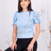 Кокетна дамска блуза със сатенени ръкави-синьо-код 24573-1