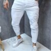 Изчистени мъжки бели Skinny Fit дънки с еластан-код 139B